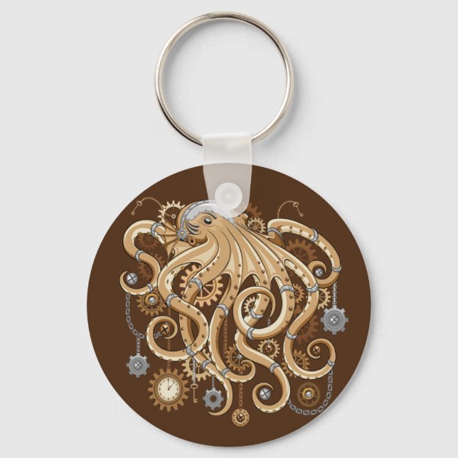 Chaveiro Octopus Steampunk Surreal Style Machine (Frente)