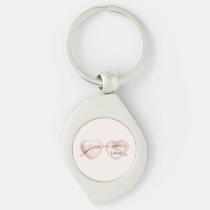 Chaveiro Óculos de Amor Coração Rosa