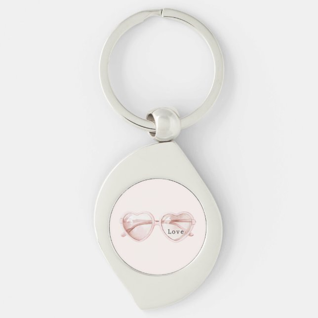 Chaveiro Óculos de Amor Coração Rosa (Frente)