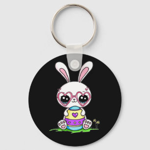 Chaveiro Óculos de Coração Coelho da Páscoa Bonita Paja