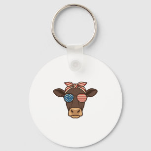 Chaveiro Óculos de sol com cabeça de vaca patriótica design