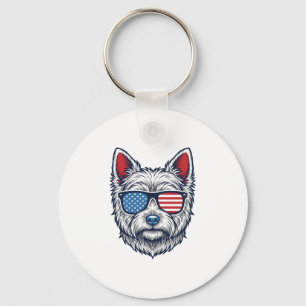 Chaveiro Óculos de sol patrióticos para cães Westie Arte ve