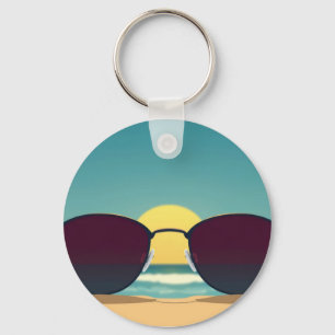 Chaveiro Óculos de Sol Retro de Praia e Sol