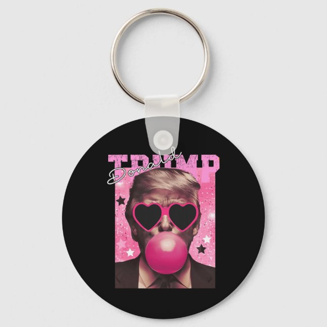 Chaveiro Óculos de sol rosa chiclete de Donald Trump (Frente)