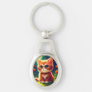 Chaveiro Óculos de Visto de Gatinhos Vermelhos-365478