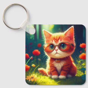 Chaveiro Óculos de Visto de Gatinhos Vermelhos-365478