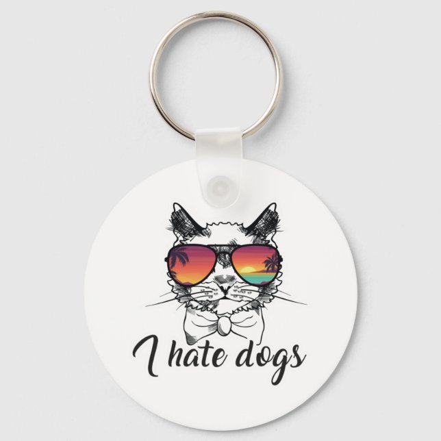 Chaveiro Odeio Cães Presentes Engraçados para Gato Amigo (Frente)