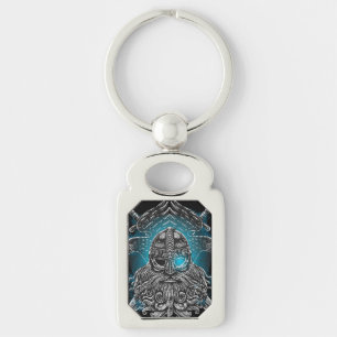 Chaveiro Odin com corvos e espadas Mitologia Viking azul