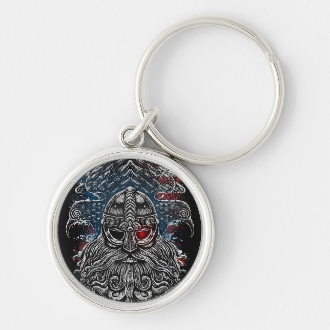 Chaveiro Odin ravens e espadas Viking Mythology bandeira do (Frente)
