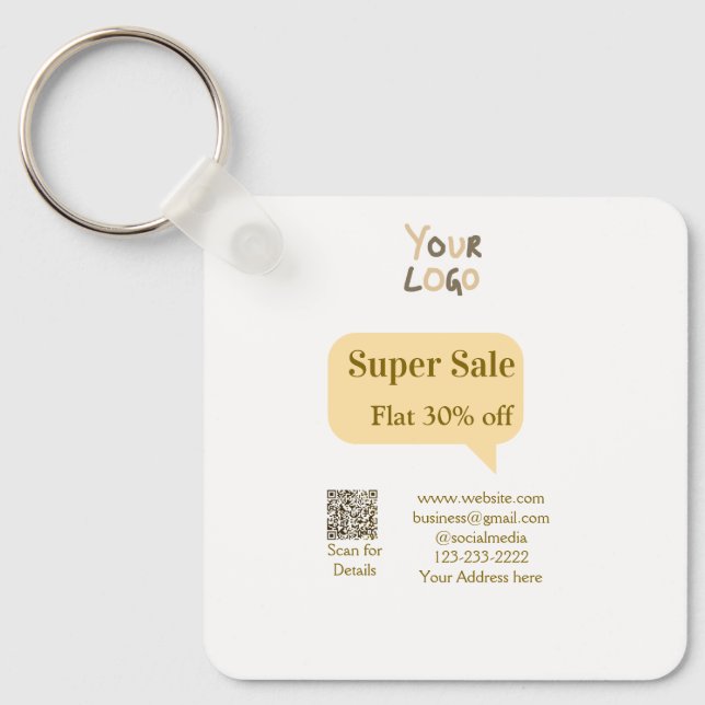 Chaveiro oferta super negócios desconto digital código QR d (Frente)