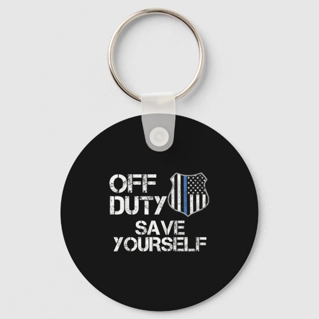 Chaveiro Off Duty Save Yourself Funny Lice Blue Line Gift  (Frente)
