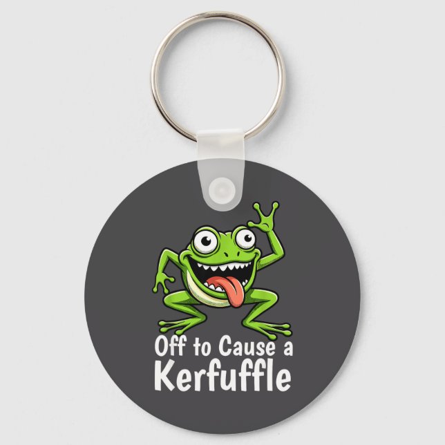 Chaveiro Off To Cause A Kerfuffle Funny Meme Frog Mischief  (Frente)
