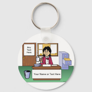 Chaveiro Office Clean - Cartoon feminino por PrintedPerfect
