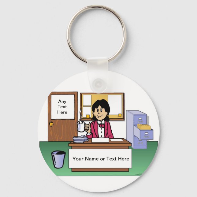 Chaveiro Office Clean - Cartoon feminino por PrintedPerfect (Frente)