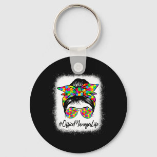 Chaveiro Office Manager Messy Bun Suportando Autism Awarene