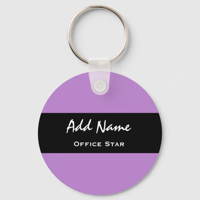 Chaveiro Office Star Purple Background Nome Personalizado V (Frente)