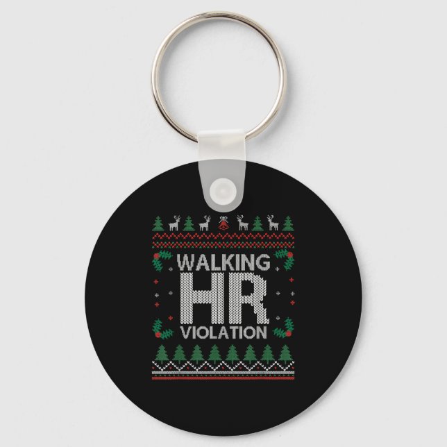 Chaveiro Office Ugly Christmas Funny Walking Hr Violation W (Frente)
