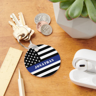 Chaveiro Oficial de Polícia Thin Blue Line.