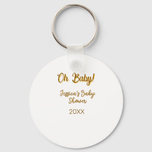 Chaveiro oh baby chá de bebê neutro laranja dourado n