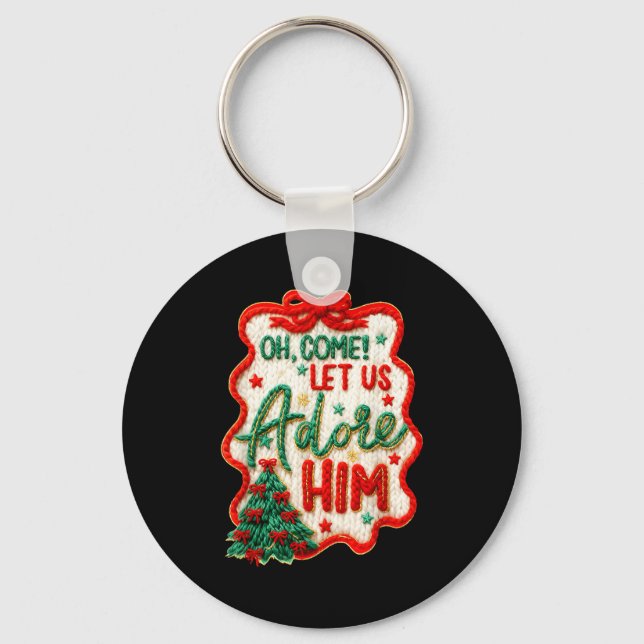 Chaveiro Oh Come Let Us Adore Him Yarn Crochet Nativity Chr (Frente)
