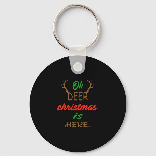 Chaveiro Oh Deer Christmas Celebration Holiday Design (Frente)