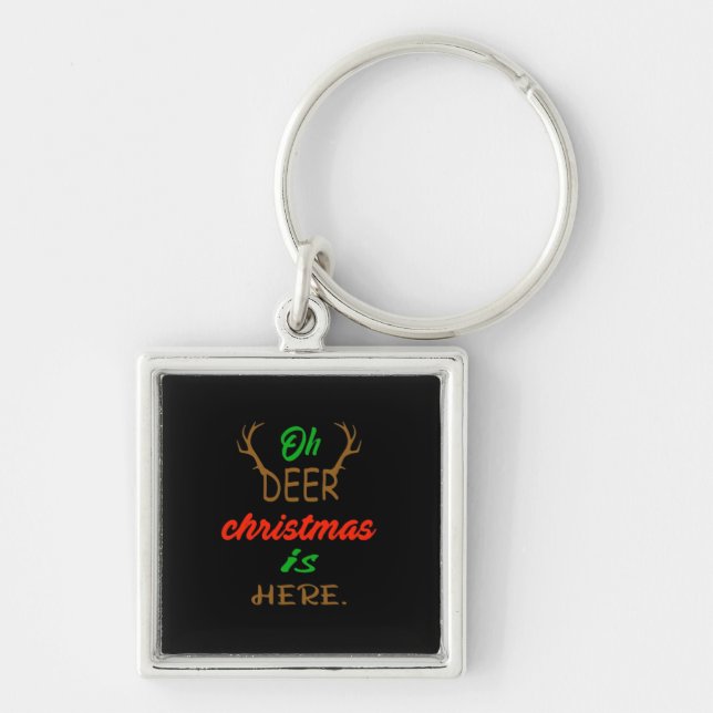Chaveiro Oh Deer Christmas Celebration Holiday Design (Frente)