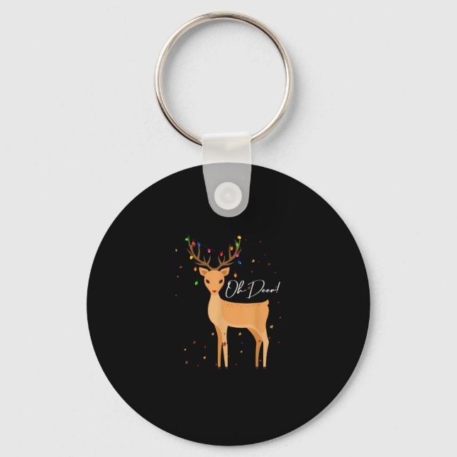 Chaveiro Oh Deer Christmas Light Pajama Cute ReindeKeychain (Frente)
