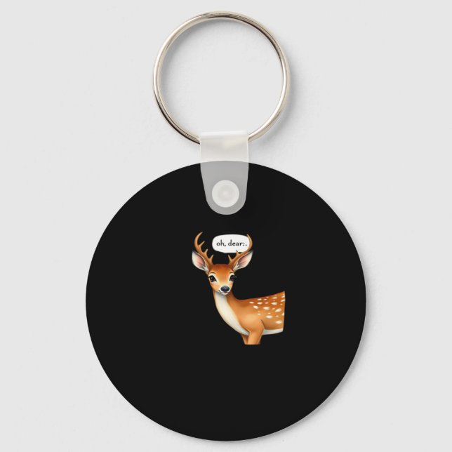 Chaveiro Oh Deer Cute Punny Deer Saying Whimsical Quote (Frente)