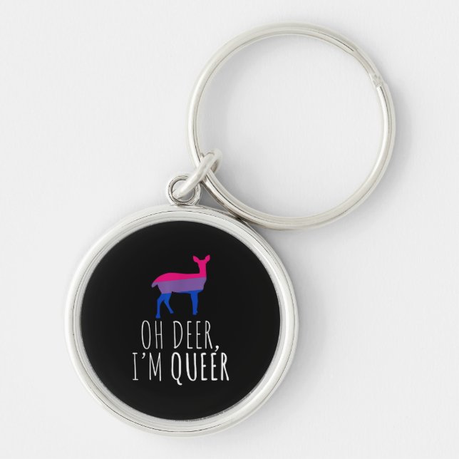 Chaveiro Oh Deer Queer Bisexual Pride Gay Lesbian Design  (Frente)