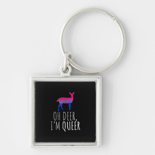 Chaveiro Oh Deer Queer Bisexual Pride Gay Lesbian Design  (Frente)