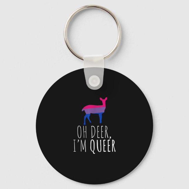 Chaveiro Oh Deer Queer Bisexual Pride Gay Lesbian DKeychain (Frente)