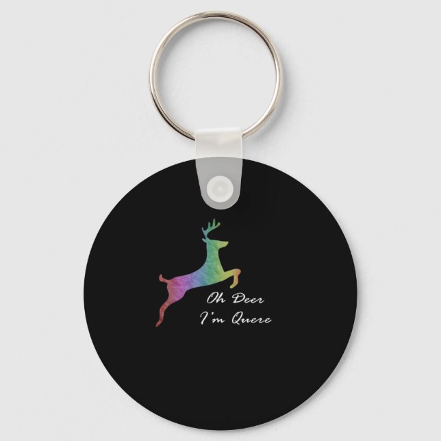 Chaveiro Oh Deer Queer Funny Pun LGBT Pride CelebraKeychain (Frente)