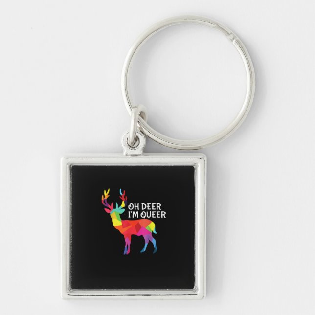 Chaveiro Oh Deer Queer Funny Pun LGBT Pride Design (Frente)
