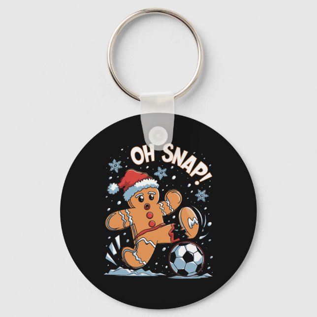 Chaveiro Oh Snap Gingerbreadman Futebol de Natal 1 (Frente)