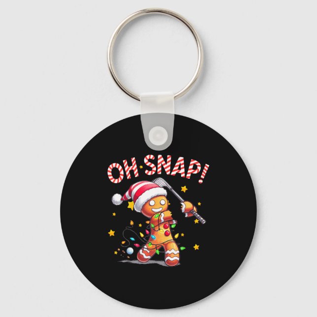 Chaveiro Oh Snap Gingerbreadman Xmas Golfer Golf Christmas  (Frente)
