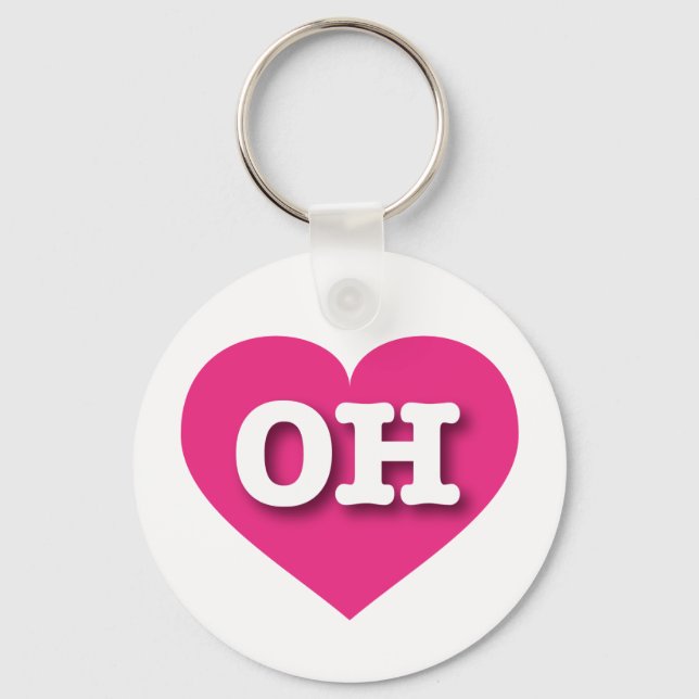 Chaveiro Ohio Hot Pink Heart - Eu amo OH (Frente)