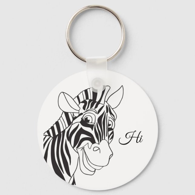 Chaveiro "Oi", Lingindo a maravilhosa moda zebra negra e br (Frente)