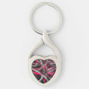 Chaveiro Oito Rosas Rosa e Cinza Funky Pattern