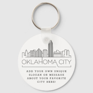 Chaveiro Oklahoma City Stylized Skyline   Slogan Personaliz