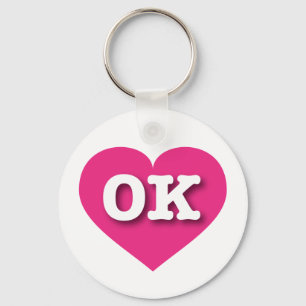 Chaveiro Oklahoma Hot Pink Heart - Eu amo OK