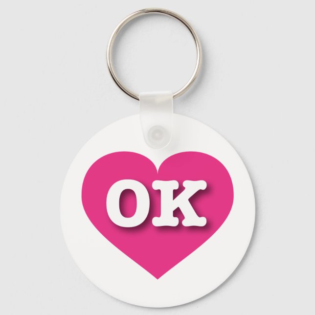 Chaveiro Oklahoma Hot Pink Heart - Eu amo OK (Frente)
