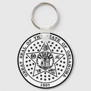 Chaveiro Oklahoma State Seal (preto e branco)