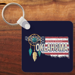 Chaveiro Oklahoma United States Retro Map Vintage EUA