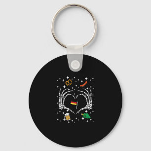 Chaveiro Oktoberfest Skeleton Hand Heart Flag Alemão