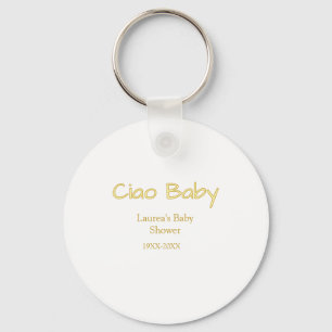 Chaveiro olá bebê amarelo dourado pastel nome data do chá d
