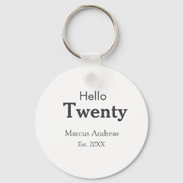 Chaveiro Olá, junte nome de vinte anos. Adicionar minim de