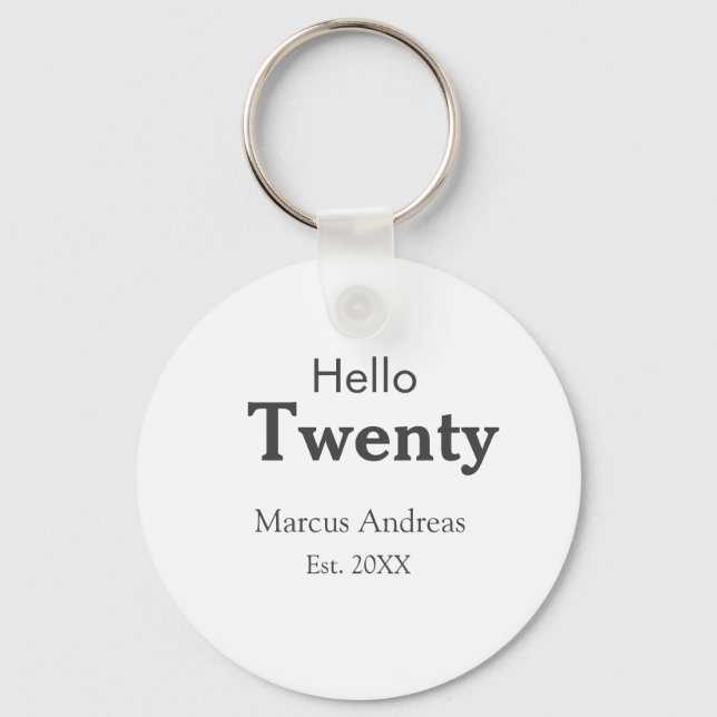 Chaveiro Olá, junte nome de vinte anos. Adicionar minim de  (Frente)