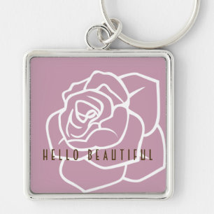 Chaveiro Olá Linda - Rosa Rosa Rosa Cinza Moderna