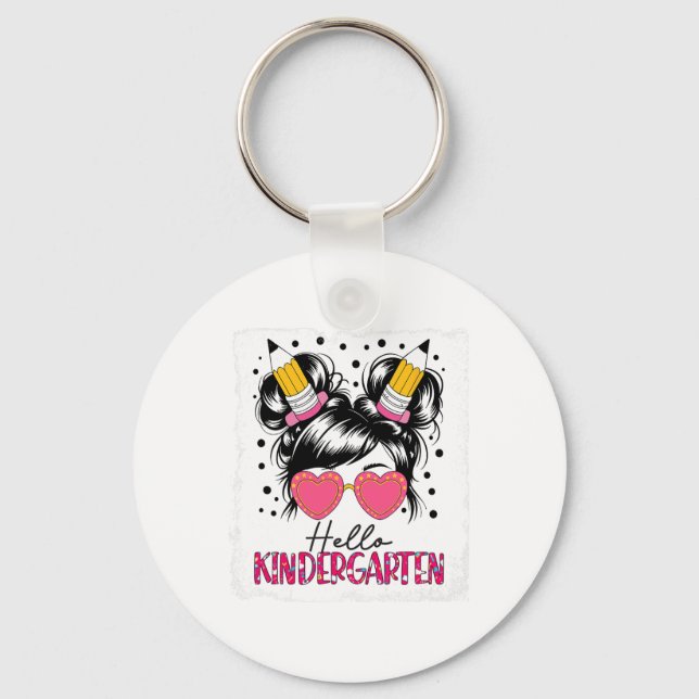 Chaveiro Olá Meninas de Kindergarten Coque Desarrumado de V (Frente)
