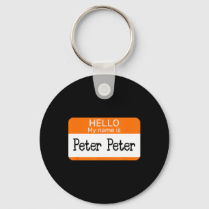 Chaveiro Olá Meu Nome É Peter Sticker Nome de etiqueta Em U